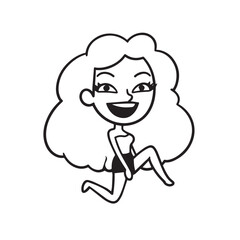 Beautiful Woman Black and White Vector Image Illustration Fashion Girl Portrait Line Art Drawing