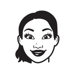 Beautiful Woman Black and White Vector Image Illustration Fashion Girl Portrait Line Art Drawing
