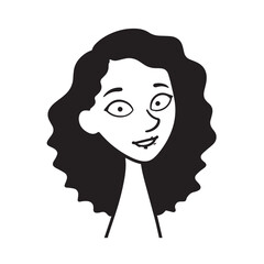 Beautiful Woman Black and White Vector Image Illustration Fashion Girl Portrait Line Art Drawing
