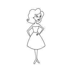 Beautiful Woman Black and White Vector Image Illustration Fashion Girl Portrait Line Art Drawing