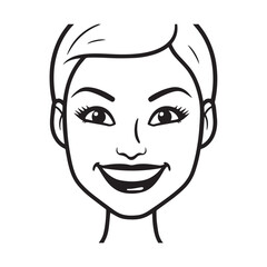 Beautiful Woman Black and White Vector Image Illustration Fashion Girl Portrait Line Art Drawing