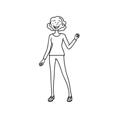 Beautiful Woman Black and White Vector Image Illustration Fashion Girl Portrait Line Art Drawing