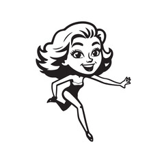 Beautiful Woman Black and White Vector Image Illustration Fashion Girl Portrait Line Art Drawing