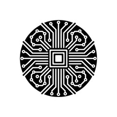 circuit board pattern silhouette  geometric and cl