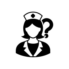 clean vector female nurse profile with a large que