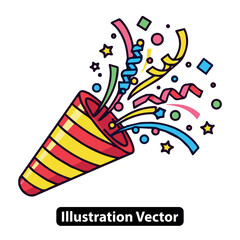 Explosive Confetti Popper with Colorful Streamers and Stars, Celebrating Festive Fun