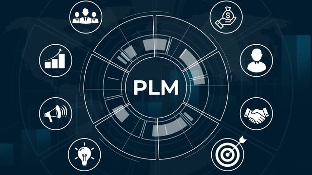 PLM Product lifecycle management system technology concept. Technology, Internet and network concept.