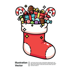 Whimsical Christmas Stocking Overflowing with Festive Treats and Presents, Celebrating Holiday Cheer and Gifting