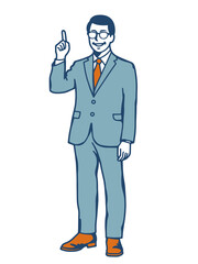 Obraz premium Businessman with Glasses Pointing Up