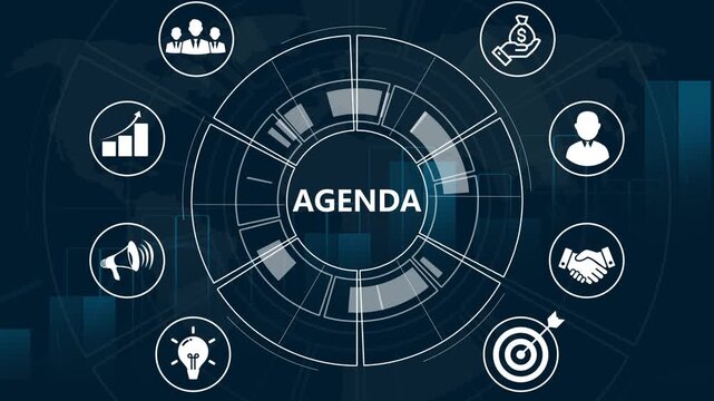 Agenda meeting appointment activity information concept. Businessman holding virtual whit Agenda icon for agenda meeting plan schedule in personal organizer.