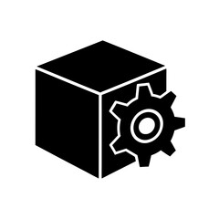 vector silhouette of a box with a corner gear  