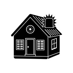 vector silhouette of a house  climate panel window