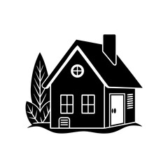 vector silhouette of a house  modern digital therm