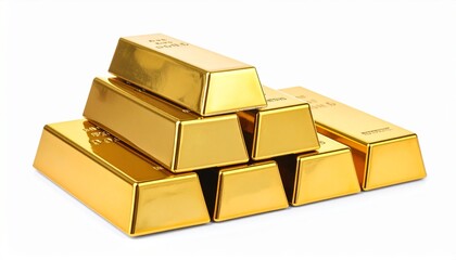 Stack of Gold Bars, isolated on white background 