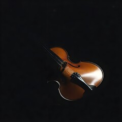 Violin left leaning against chair in shadows.