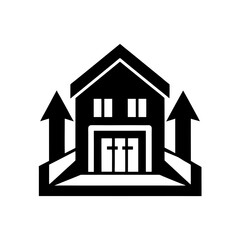 vector silhouette of a warehouse  goods in out arr