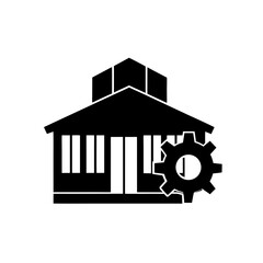 vector silhouette of a warehouse  gear texture  