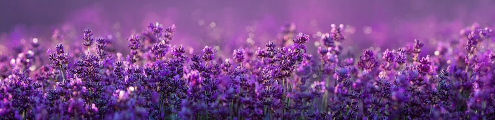 Lavender field in soft focus, vibrant purple hues