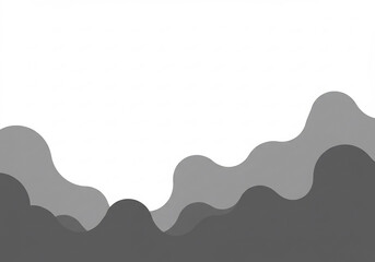 モノクローム抽象的な丘陵風景イラスト