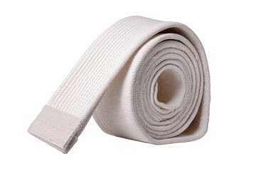 Rolled White Martial Arts Belt (Obi) on Transparent Background