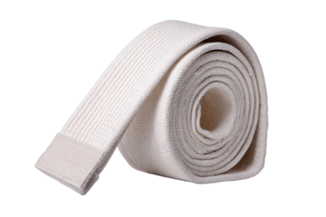 Rolled White Martial Arts Belt (Obi) on Transparent Background