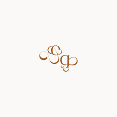 wedding initial concept caligraphic style monogram letter luxury minimalist logo design GO