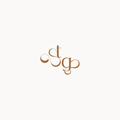 wedding initial concept caligraphic style monogram letter luxury minimalist logo design GT