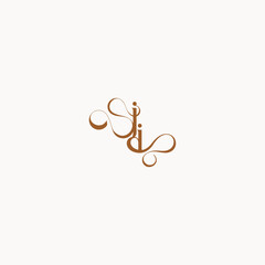 wedding initial concept caligraphic style monogram letter luxury minimalist logo design IJ