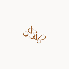 wedding initial concept caligraphic style monogram letter luxury minimalist logo design IL