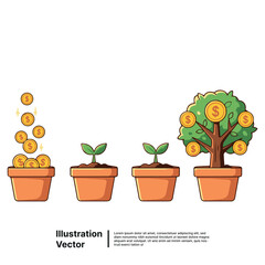 Planting The Seeds of Success Business Growth Illustration with Money Tree