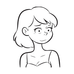 Beautiful Woman Black and White Vector Image Illustration Fashion Girl Portrait Line Art Drawing