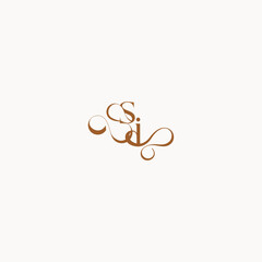 wedding initial concept caligraphic style monogram letter luxury minimalist logo design IS