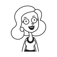 Beautiful Woman Black and White Vector Image Illustration Fashion Girl Portrait Line Art Drawing