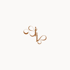 wedding initial concept caligraphic style monogram letter luxury minimalist logo design JJ