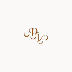 wedding initial concept caligraphic style monogram letter luxury minimalist logo design JP