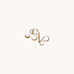 wedding initial concept caligraphic style monogram letter luxury minimalist logo design JO