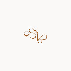 wedding initial concept caligraphic style monogram letter luxury minimalist logo design JS