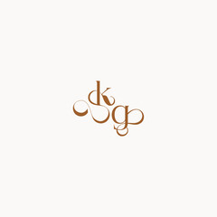 wedding initial concept caligraphic style monogram letter luxury minimalist logo design GK