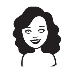 Beautiful Woman Black and White Vector Image Illustration Fashion Girl Portrait Line Art Drawing