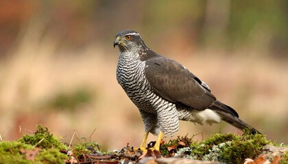 Raptor in autumnal forest