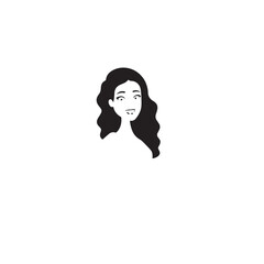 Beautiful Woman Black and White Vector Image Illustration Fashion Girl Portrait Line Art Drawing
