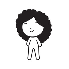 Beautiful Woman Black and White Vector Image Illustration Fashion Girl Portrait Line Art Drawing