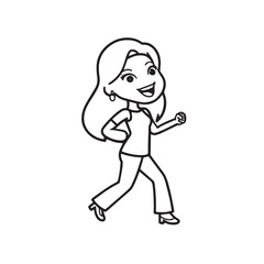 Beautiful Woman Black and White Vector Image Illustration Fashion Girl Portrait Line Art Drawing