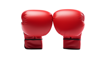 Bold red boxing gloves ready for intense competition and athletic training action