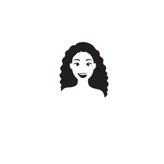 Beautiful Woman Black and White Vector Image Illustration Fashion Girl Portrait Line Art Drawing