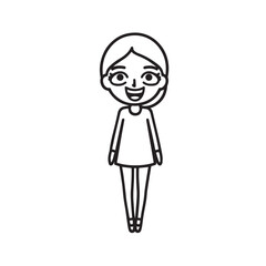 Beautiful Woman Black and White Vector Image Illustration Fashion Girl Portrait Line Art Drawing