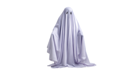 Costumed figure with ghost sheet and eye holes, cut out transparent