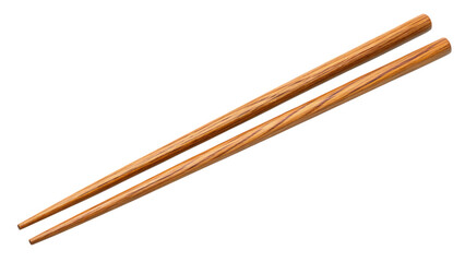Pair of chopsticks with wood grain transparent background