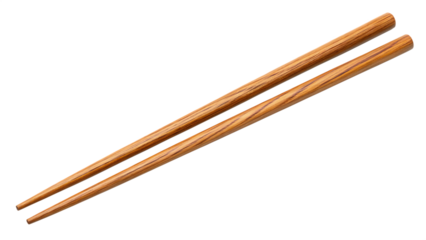 Pair of chopsticks with wood grain transparent background