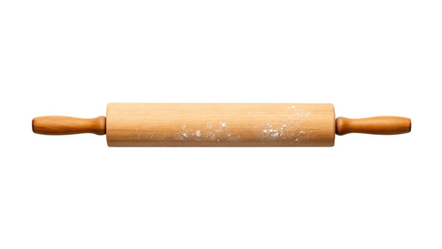 Rolling pin with flour dust transparent background